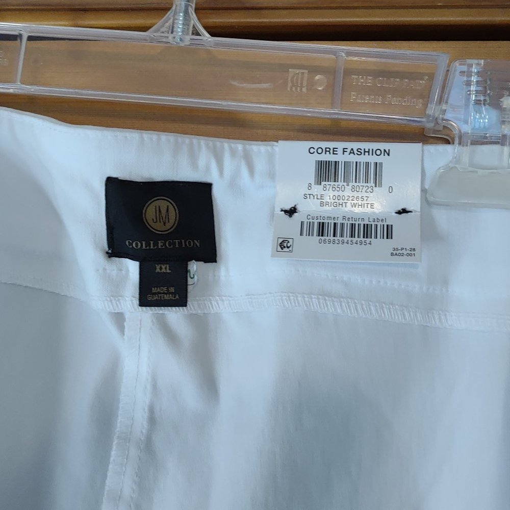 JM Collection Women's Bright White Capris w/Lace at Hem, XXL - Picture 4 of 4